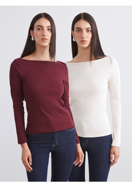 Yeni Sezon Kayık Yaka Kadın Body 2'li