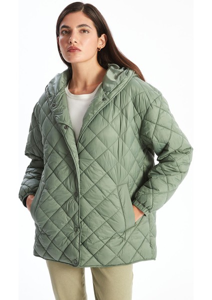 Yeni Sezon Kapüşonlu Kapitone Oversize Kadın Şişme Mont