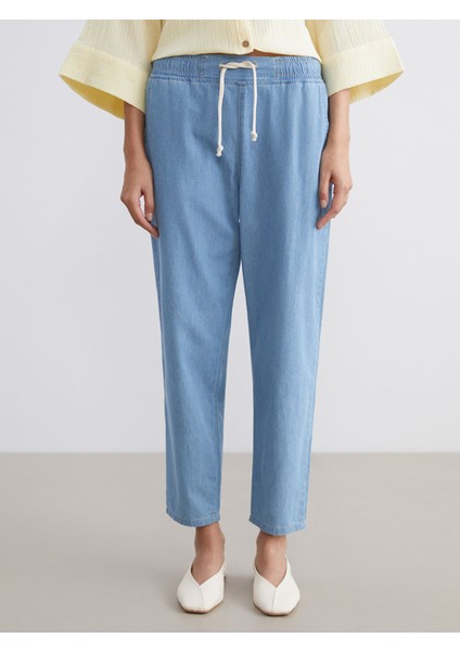 Yeni Sezon Beli Lastikli Paperbag Kadın Jean Pantolon fiyatları