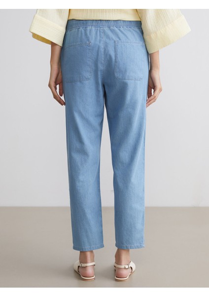 Yeni Sezon Beli Lastikli Paperbag Kadın Jean Pantolon fırsatları