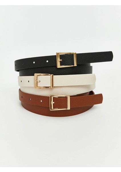 Yeni Sezon Deri Görünümlü Kadın Kemer 3'lü