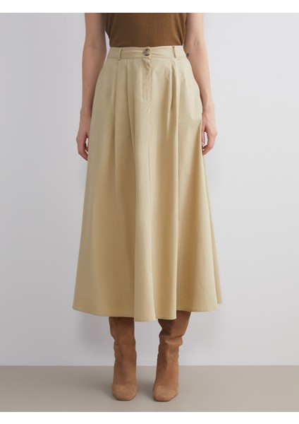 Yeni Sezon Standart Fit Poplin Pileli Etek modelleri