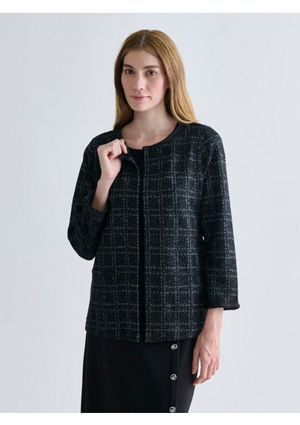 Yeni Sezon Bisiklet Yaka Ekose Kadın Hırka