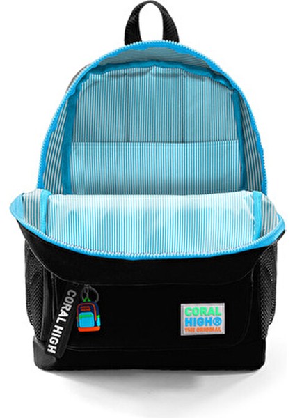 Dört Bölmeli Siyah Okul Çantası Ortopedik Tasarım 27x38x14 cm İlkokul İçin