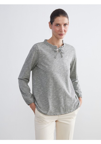 Yeni Sezon Fırfırlı Bağlamalı Yaka Bluz