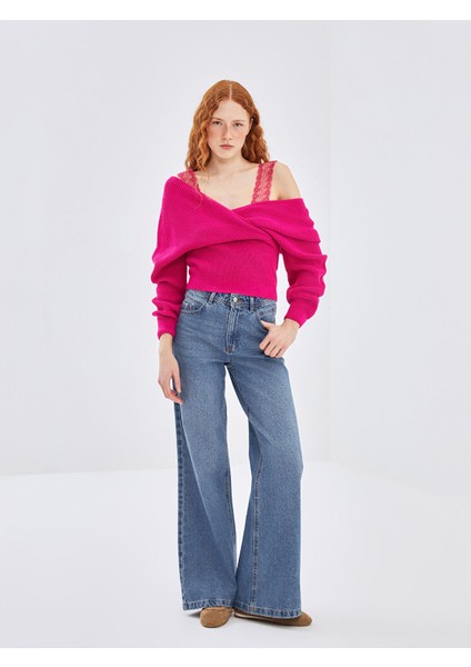 Yeni Sezon Kruvaze Yaka Kadın Triko Kazak fiyatları