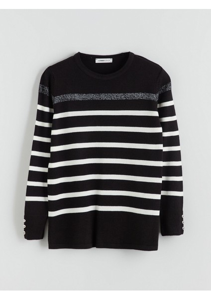 Yeni Sezon Bisiklet Yaka Çizgili Kadın Triko Kazak