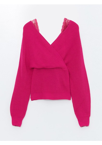 Yeni Sezon Kruvaze Yaka Kadın Triko Kazak indirimleri