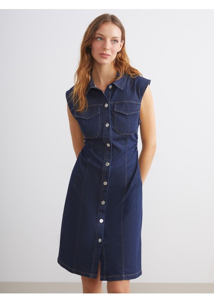 Yeni Sezon Gömlek Yaka Jean Elbise modelleri