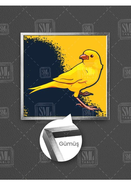 Kanarya Sarı Lavicert Fenerbahçe Posteri Çerçeveli Kare Kanvas Tablo