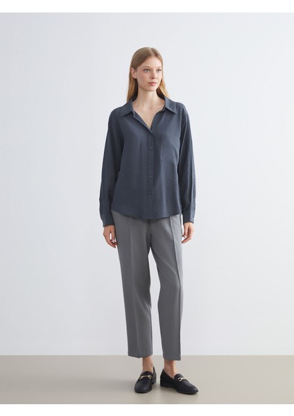 Yeni Sezon Beli Lastikli Poplin Kadın Pantolon