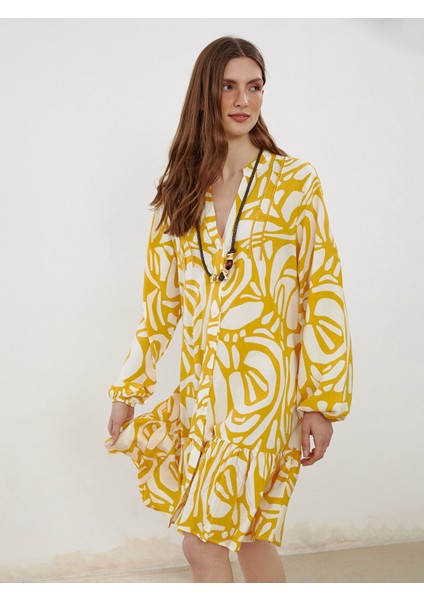 Yeni Sezon Kaçık Yaka Desenli Gömlek Elbise fiyatları