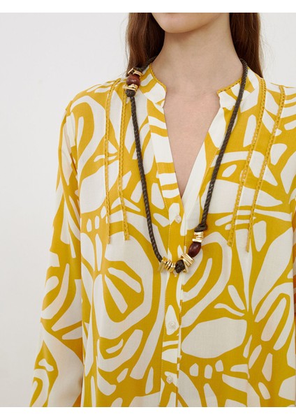 Yeni Sezon Kaçık Yaka Desenli Gömlek Elbise modelleri