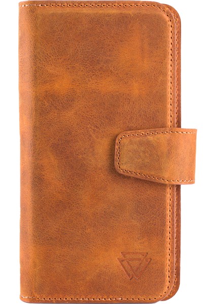 Multi Wallet iPhone 16 Pro Camel Deri Telefon Kılıfı