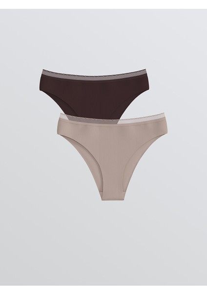 Yeni Sezon Düz Lazer Kesim Brazilian Külot 2'li