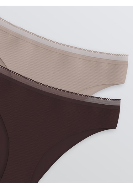 Yeni Sezon Düz Lazer Kesim Brazilian Külot 2'li modelleri