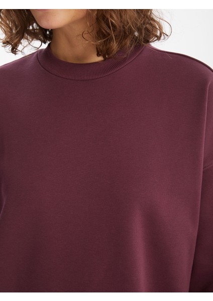 Yeni Sezon Bisiklet Yaka Oversize Kadın Kalın Sweatshirt modelleri