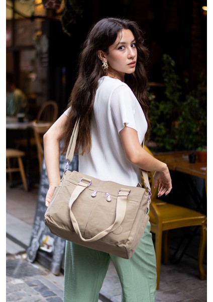 Sn 3026 Suya Dayanıklı Çok Bölmeli Krinkıl Çanta Kol Çantası Omuz