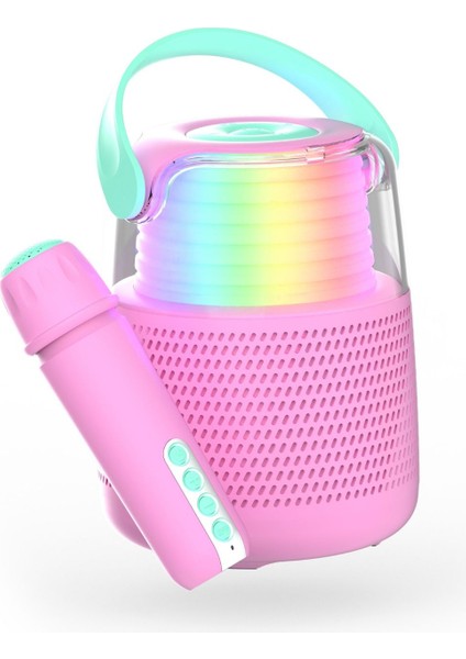Pembe 5 Farklı Ses Efektli Retro Mikrofonlu Karaoke Bluetooth Hoparlör fiyatları