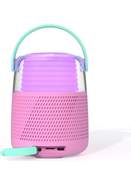 Pembe 5 Farklı Ses Efektli Retro Mikrofonlu Karaoke Bluetooth Hoparlör modelleri
