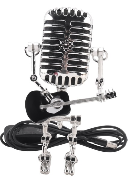 Retro Tarzı Vintage Mikrofon Robot Masa Lambası, Vintage Mikrofon Robot Dokunmatik Dimmer Lamba Masa Lambası Siyah (Yurt Dışından) fiyatları