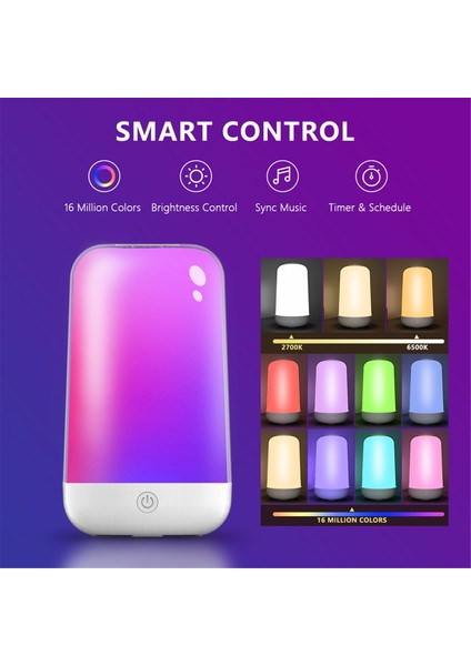 Akıllı Kablosuz Karartma ve Renk 3600MA Pil Şarjı Dokunmatik Müzik Atmosferi Başucu Anne ve Bebek Gece Işığı (Yurt Dışından) fiyatları