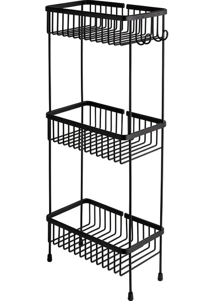 Siyah Dikdörtgen 3'lü Ayaklı Duş Rafı