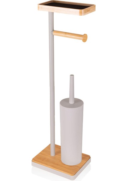 Gri Metal Tepsili ve Fırçalı Tuvalet Kağıdı Standı fiyatları