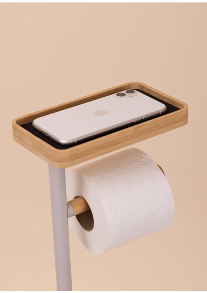 Gri Metal Tepsili ve Fırçalı Tuvalet Kağıdı Standı modelleri