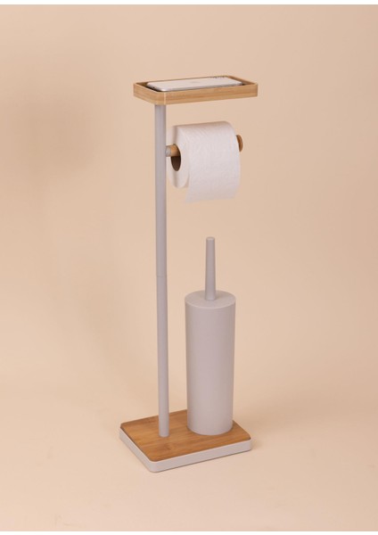 Gri Metal Tepsili ve Fırçalı Tuvalet Kağıdı Standı fırsatları