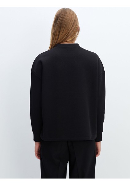 Yeni Sezon Bisiklet Yaka Baskılı Oversize Kadın Kalın Sweatshirt fırsatları