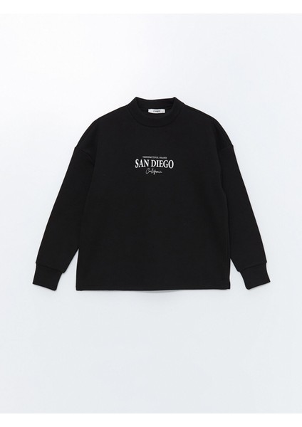 Yeni Sezon Bisiklet Yaka Baskılı Oversize Kadın Kalın Sweatshirt indirimleri