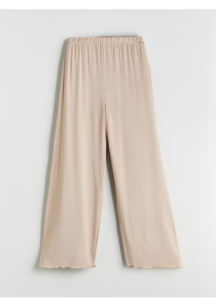 Yeni Sezon Beli Lastikli Puantiyeli Kadın Pijama Alt