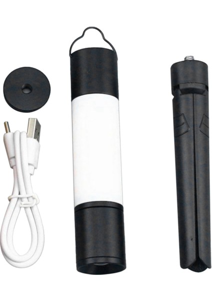 Açık Kamp LED Teleskopik El Feneri, Tripod Somunlu Çok Fonksiyonlu Şarj Edilebilir Geri Çekilebilir Işık Masa Lambası, C (Yurt Dışından)