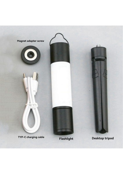 Açık Kamp LED Teleskopik El Feneri, Tripod Somunlu Çok Fonksiyonlu Şarj Edilebilir Geri Çekilebilir Işık Masa Lambası, C (Yurt Dışından) indirimleri