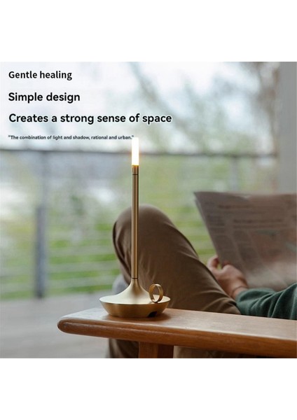 Aladdin Mum Işığı Kamp Masa Lambası Şarj Edilebilir Kamp Sıcak Işık Mum Lambası Akşam Yemeği Atmosfer Masa Lambası Siyah (Yurt Dışından)