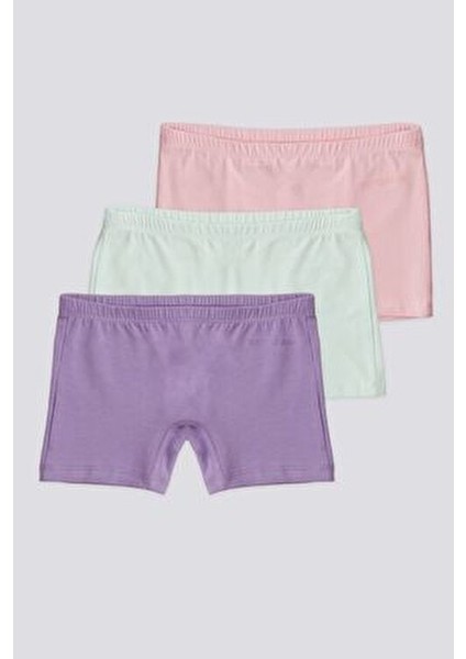 Kız Çocuk Boxer Nefes Alabilir Kumaş 3 Adet Açık Nil Renkli Set