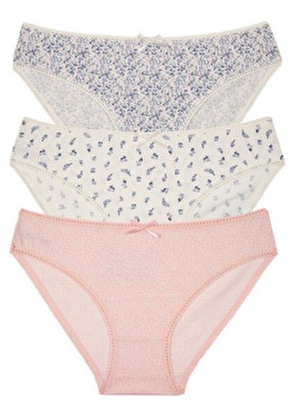 Desenli Slip Külot Yumuşak Pamuklu Kumaş 3'lü Paket Kadın İçin Rahat Tasarım
