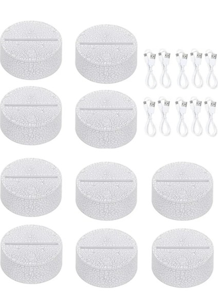 10PCS Akrilik 3D LED Lamba Taban Tablo Gece Işık Tabanı 7 Renk Abs Pil Veya USB ile Çalıştırılan Aydınlatma Aksesuarları (Yurt Dışından)