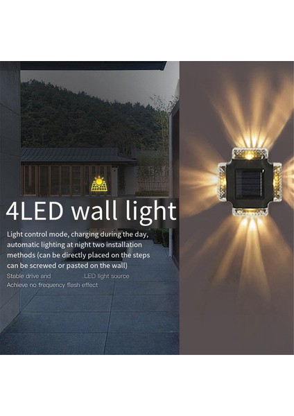 4pcs Açık Güneş Işıkları Güneş Işığı IP65 Bahçe Bahçesi Garaj Veranda (Sıcak Işık) Için Su Geçirmez Güneş Güvenlik Işıkları (Yurt Dışından) modelleri