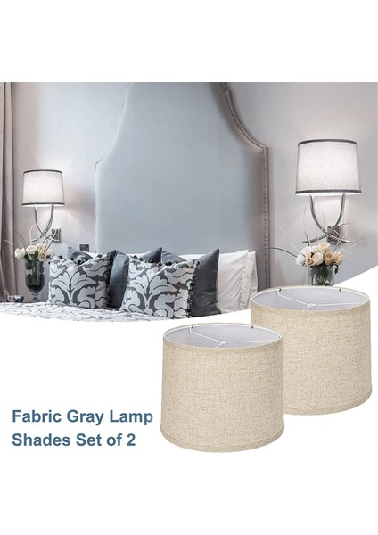 2 Adet Lamba Gölgeleri Doğal Keten Abajurlar Masa Lambası Zemin Lambası-Gri Için Yüksek Yedek Kumaş Abajurlar (Yurt Dışından) fiyatları