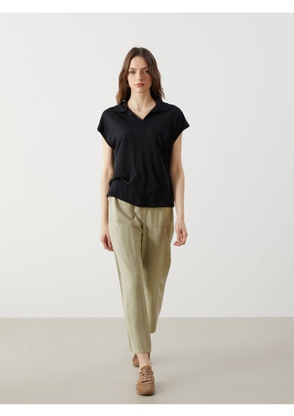 Yeni Sezon Beli Lastikli Havuç Kesim Kadın Pantolon