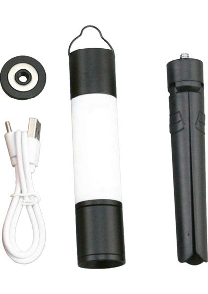 Açık Kamp LED Teleskopik El Feneri Tripod Fındıklı Çok Fonksiyonlu Şarj Edilebilir Geri Çekilebilir Işık Masa Lambası, A (Yurt Dışından)