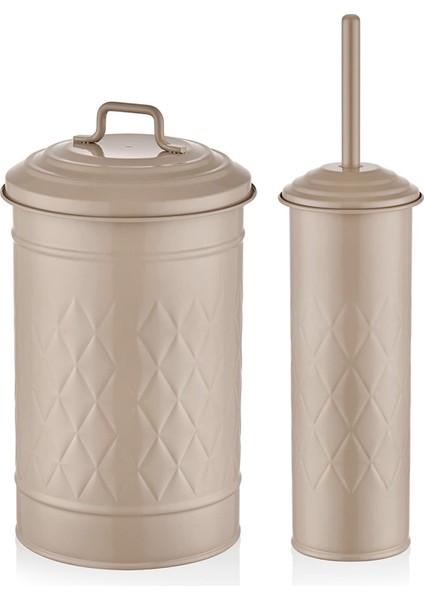 Prizma Galvaniz Çöp Kovası Tuvalet Fırçası Seti