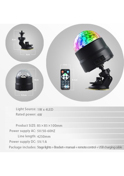 USB LED Çubuk Aşaması Rgb Mini Dj Disko Lights Ball Sound Party Projektör Araba Evi Ktv Ses Aktifi (Elektrik) (Yurt Dışından) fiyatları