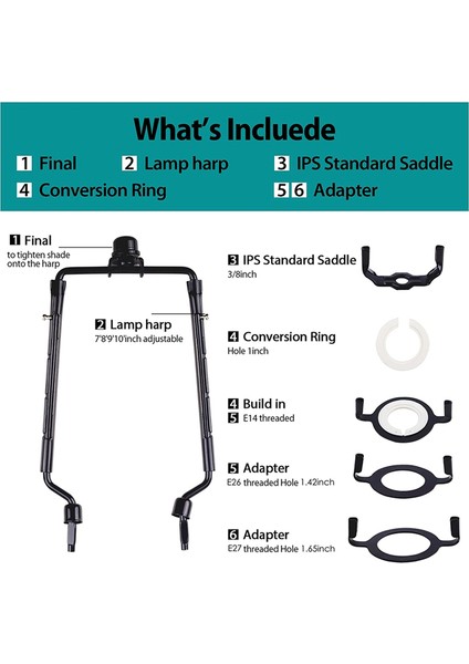7inch Lamba Gölge Arp Tutucu Ayarlanabilir Lamba Arp Kiti E14, E26, E27 Işık Taban Adaptörü Siyah Korna Çerçevesi Laboratür Braketi (Yurt Dışından) fiyatları