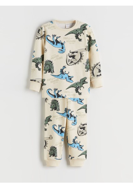 Yeni Sezon Dinazor Baskılı Erkek Çocuk Pijama Takımı