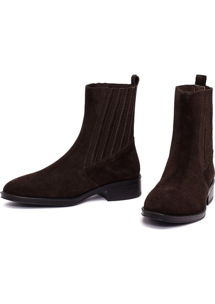 Kadın Kahverengi Süet Deri Chelsea Bot 25WFD510910 modelleri