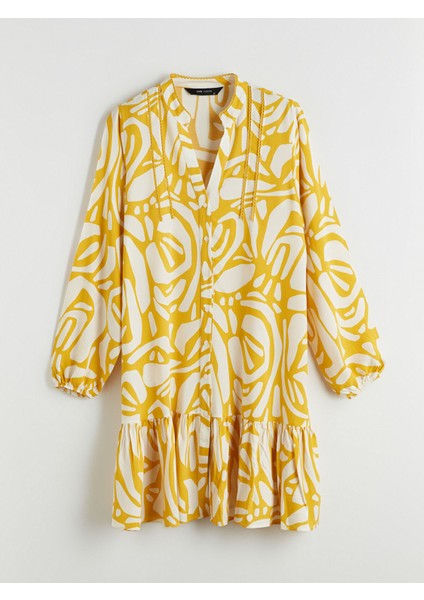 Yeni Sezon Kaçık Yaka Desenli Gömlek Elbise indirimleri