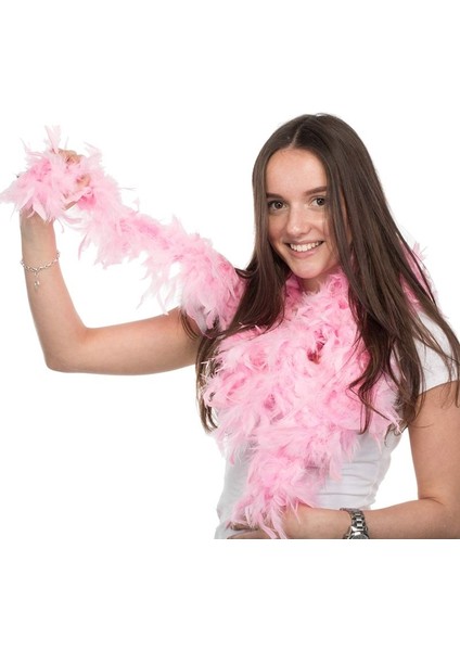 Pembe Renk Kabarık Kalın Otriş Boa Tüy 6 cm Genişlik 180-200 cm Uzunluk modelleri